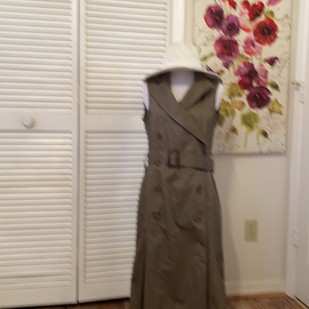 Carolina Herrera Tan Sleeveless Trench Dress - Picture 8 of 16